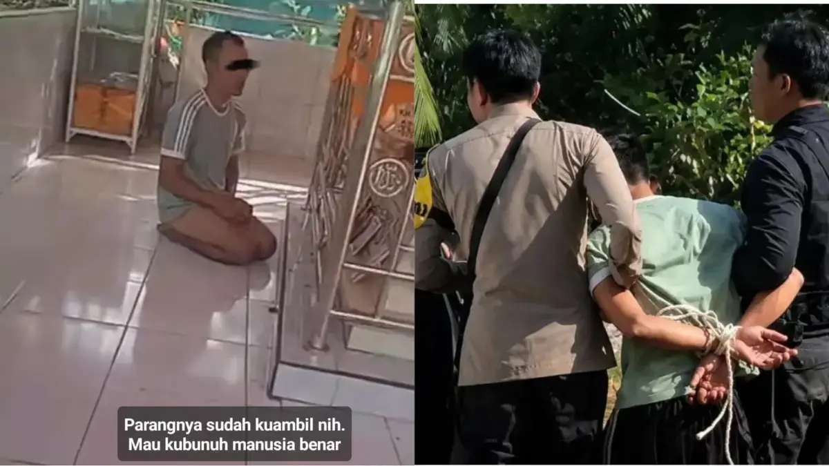 Pelaku saat diamankan.