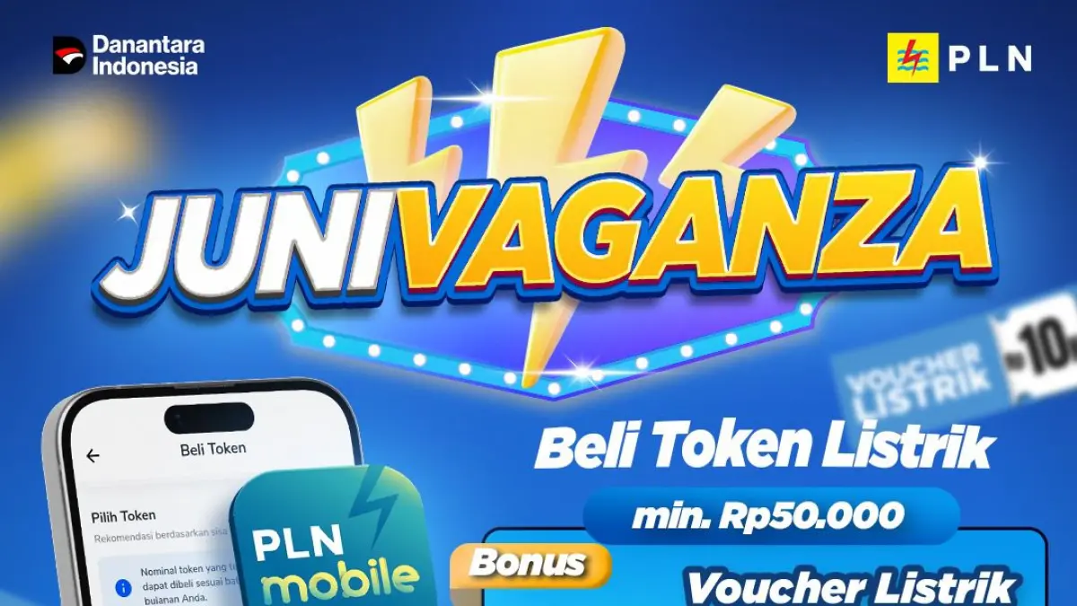Promo pembelian token listrik melalui aplikasi PLN Mobile selama periode 4–9 Juni 2026. 