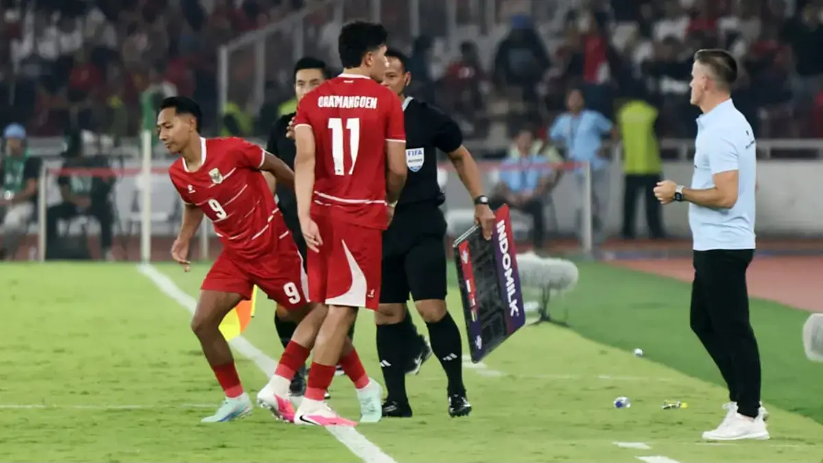 Beckham Putra masuk dari bangku cadangan saat Timnas Indonesia mengalahkan Mozambik 1-0 dalam pertandingan di Stadion Utama Gelora Bung Karno (SUGBK), Jakarta, Selasa (9/6) malam WIB. (Dery Ridwansyah/JawaPos.com)