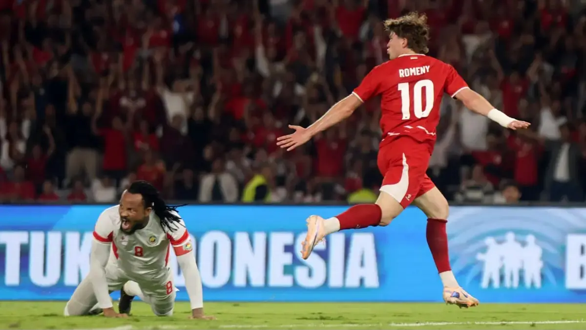 Momen gol dari bomber timnas Indonesia Ole Romeny saat pertandingan melewan Mozambik pada FIFA Match Day di Stadion Utama Gelora Bung Karno, Jakarta, Selasa (9/6/2026). (Dery Ridwansah/ JawaPos.com)