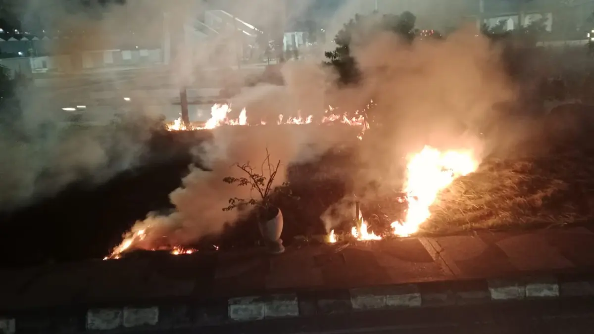 Kebakaran di Taman Kota Raja yang diakibatkan kelalaian bakar sampah (Istimewa)