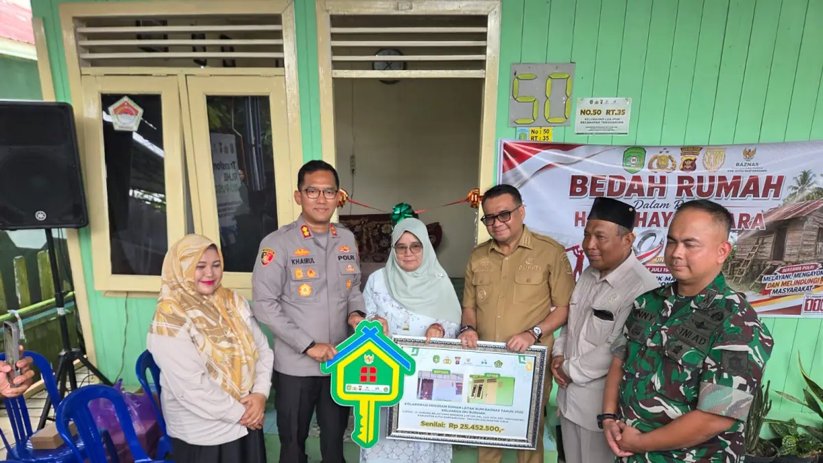 Peresmian rumah layak huni kolaborasi Pemkab-Polres Kukar melalui Baznas dalam rangka Hari Bhayangkara ke-80 (Elmo/Prokal.co)
