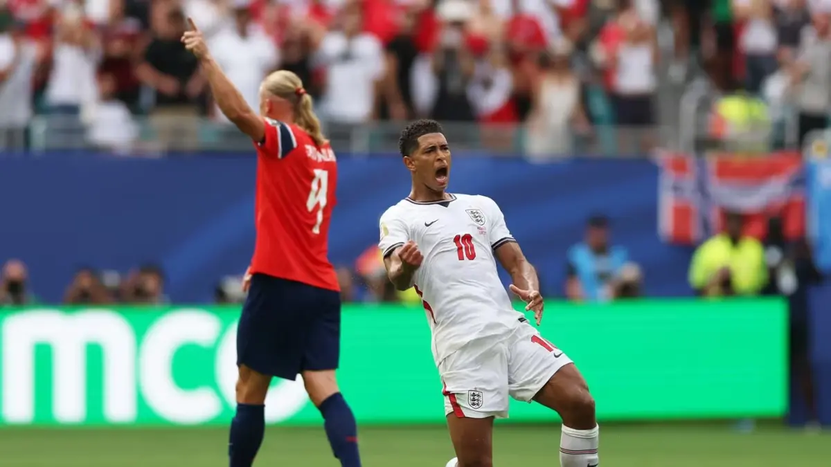 Jude Bellingham cetak dua gol ke gawang Norwegia.