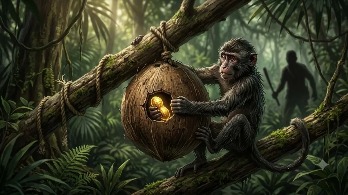 Ilustrasi jebakan monyet.