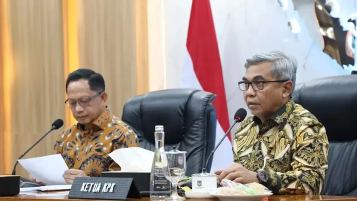 Mendagri konferensi pers bersama Ketua KPK Setyo Budiyanto di Kantor Kemendagri, Jakarta, Jumat (24/7/2026).(Istimewa)