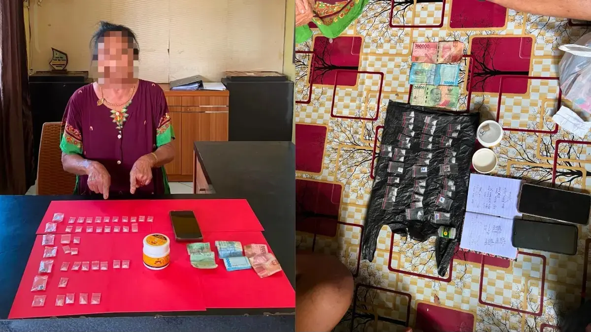 Nenek dan barang bukti sabu.(Humas)