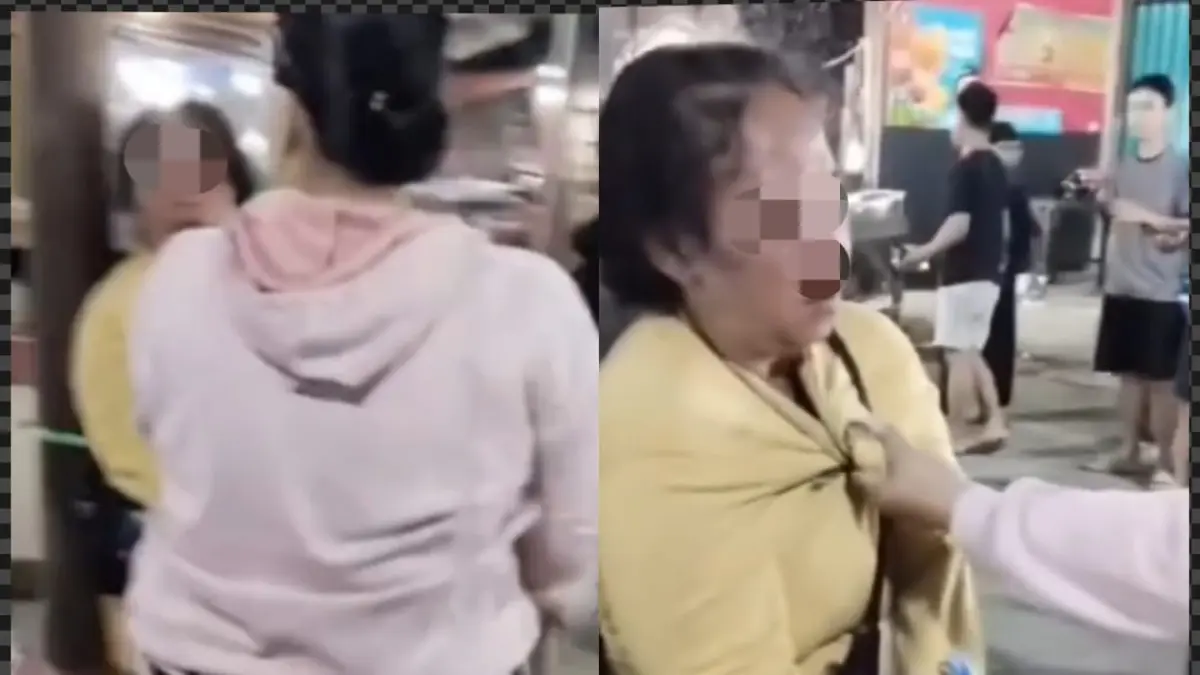 Foto: Tangkapan layar video viral seorang perempuan diduga mencuri lombok di Pasar Segiri diikat badan di tiang dan tangannya dihakimi seorang pedagang