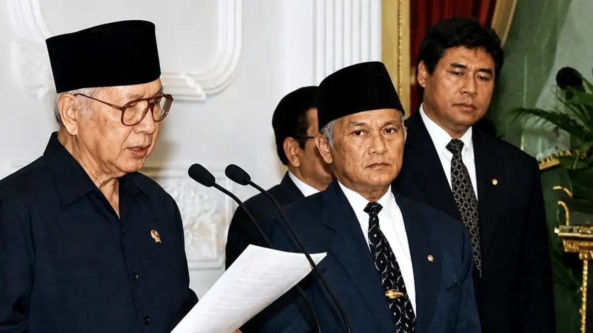 SEJARAH: Presiden Soeharto dan Presiden BJ Habibie. 