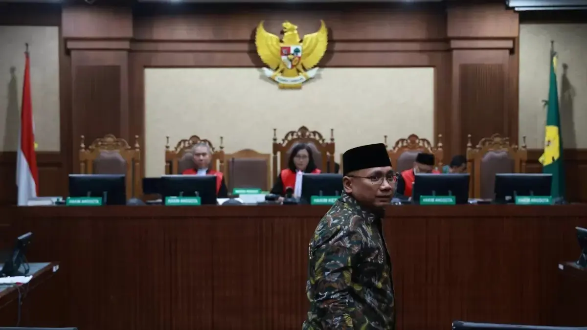  Yaqut Cholil Qoumas menjalani sidang perdana di Pengadilan Tipikor, Jakarta, Selasa (11/8/2026). (Dery Ridwansah/ JawaPos.com)