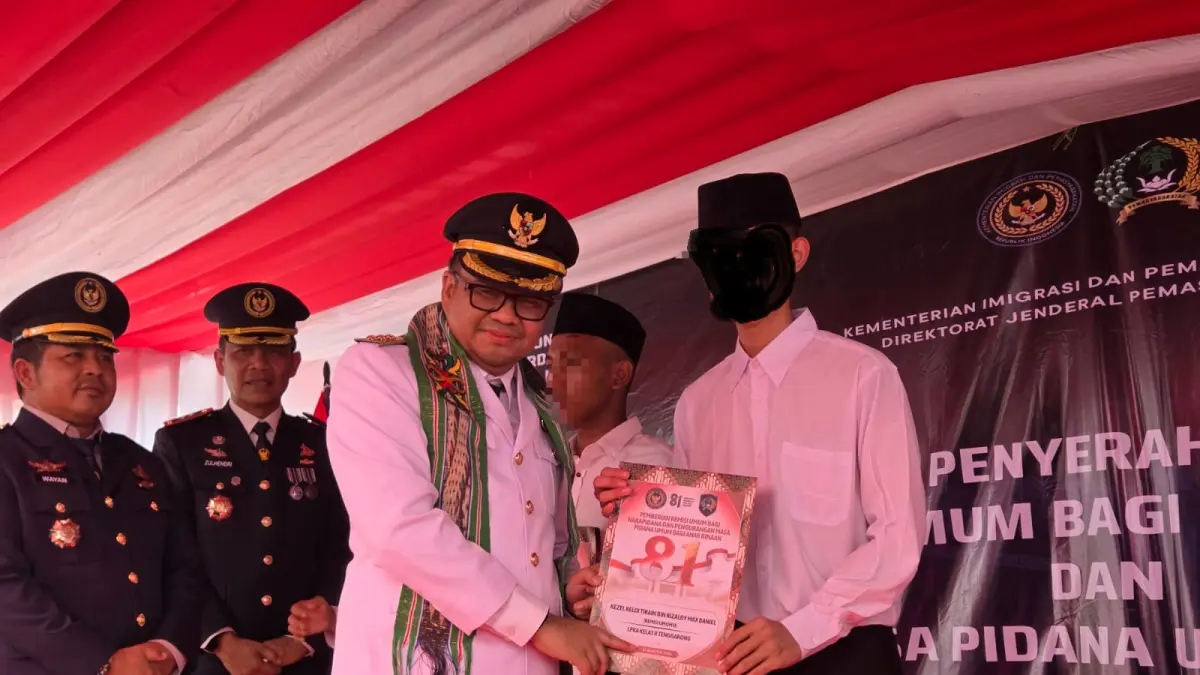 Penyerahan remisi bagi warga binaan lapas di Kukar dalam rangka HUT ke-81 RI (Elmo/Prokal.co)