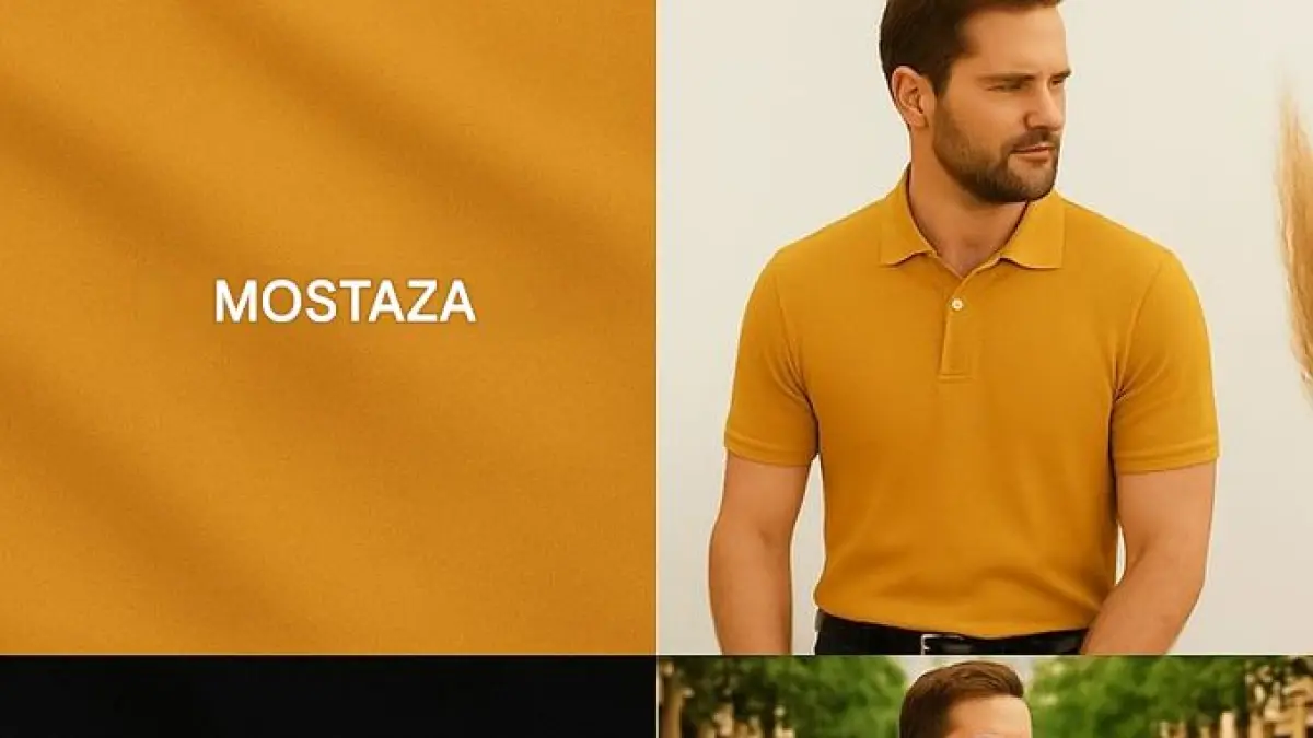 Mustard dan biru donker.