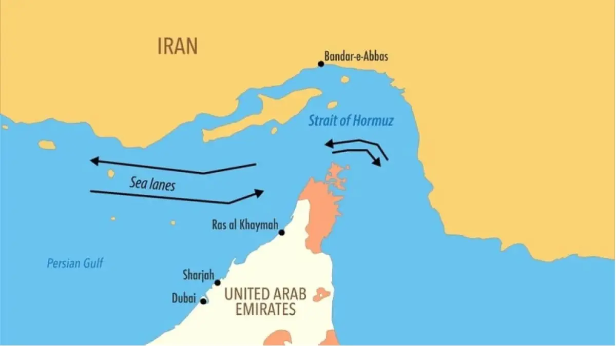 Ilustrasi jalur pelayaran di Selat Hormuz. (RTE).