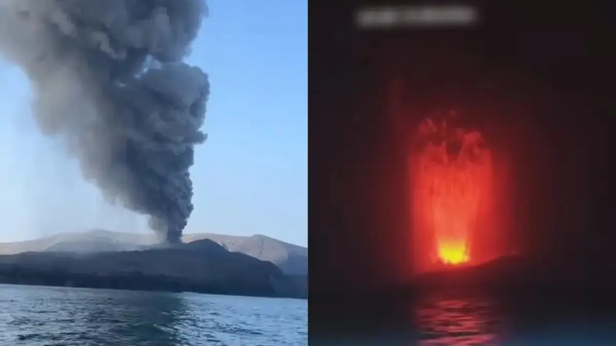 Gunung anak krakatau erupsi.(Facebook)
