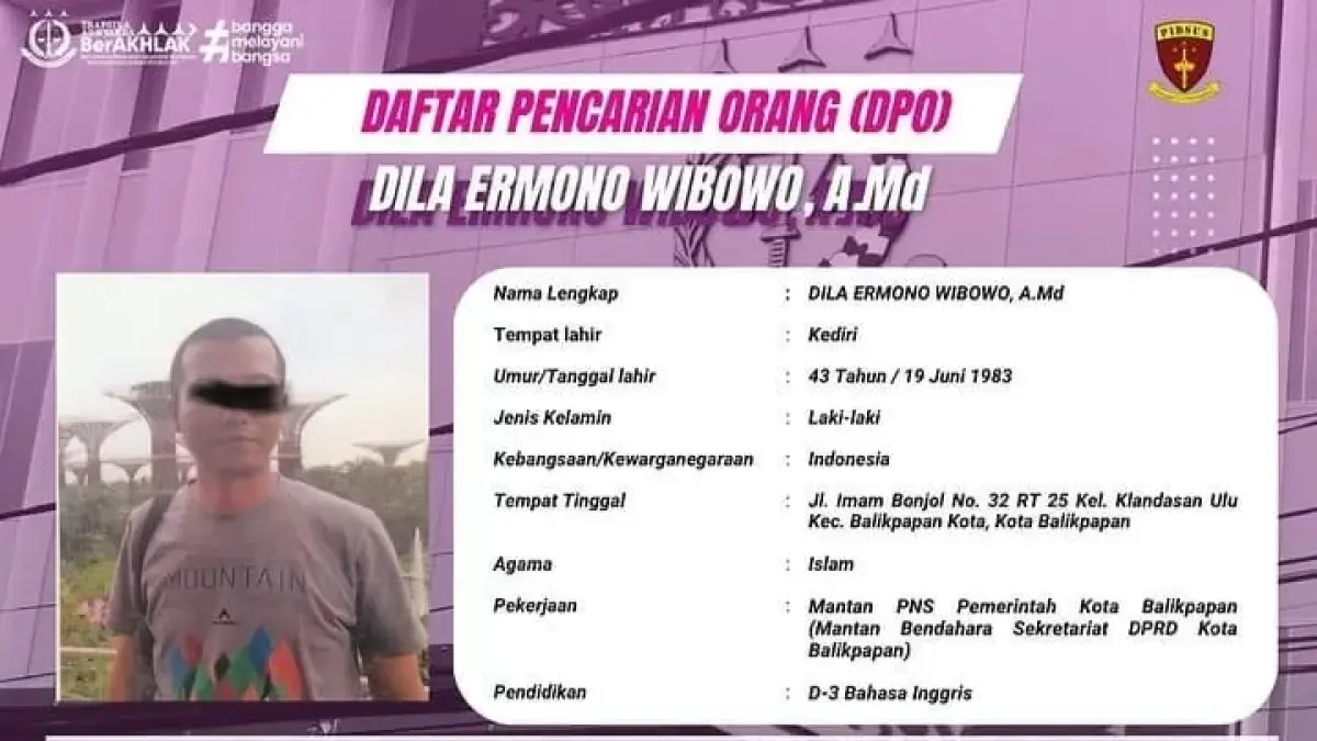 Tersangka Dila, Mantan Bendahara DPRD Balikpapan.