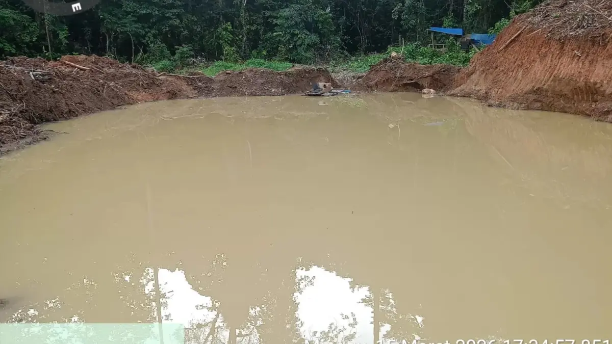 Lokasi tambang emas ilegal yang diduga cemari lingkungan. Warga menolak kompensasi Rp350 juta, pilih tempuh jalur hukum pidana.