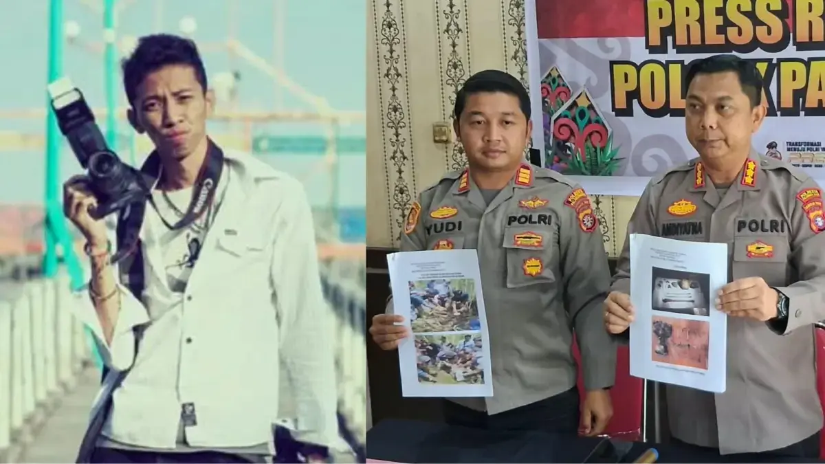 Kapolresta Palangka Raya Kombes Pol Andiyatna memimpin rilis suami habisi istri.(Agus Pramono/Kaltengpos.jawapos.com)