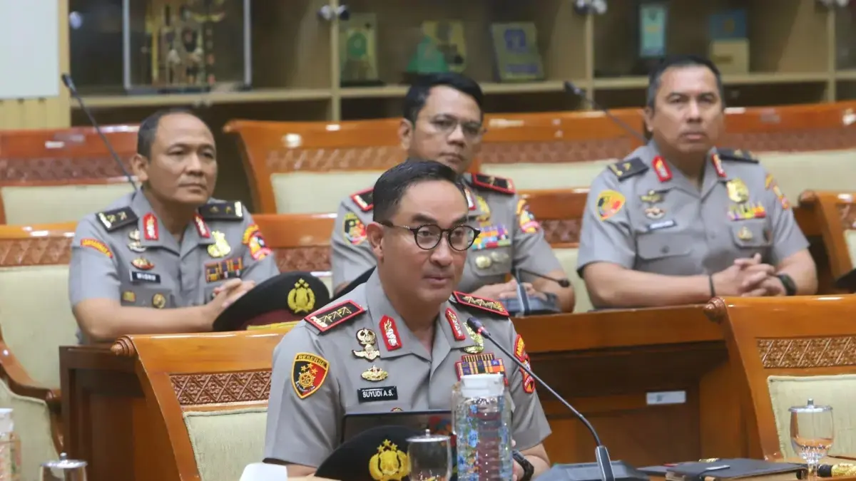 Komjen Pol Suyudi Ario Seto saat mengikuti uji kelayakan dan kepatutan di Komisi III DPR, Kompleks Parlemen, Senayan, Jakarta, Kamis (1/10/2026). (Dery Ridwansah/JawaPos.com)