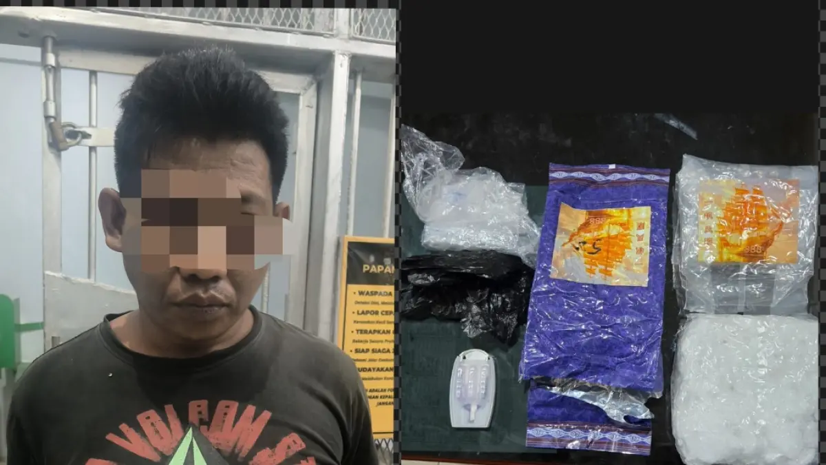 Tersangka dan barang bukti.