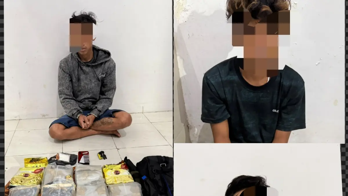 Tersangka dan barang bukti.