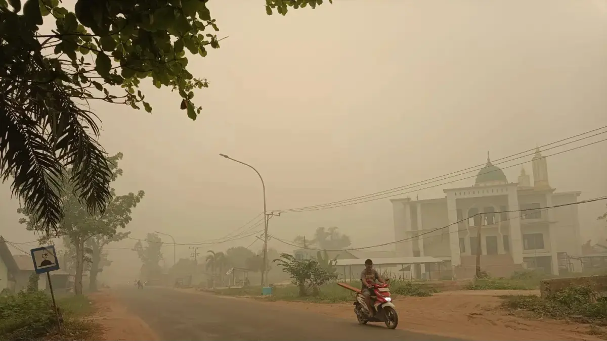 Kabut asap di Sampit, Kabupaten Kotawaringin, Senin pagi (12/10/2026). (Usay Nor Rahmad/Radar Sampit)