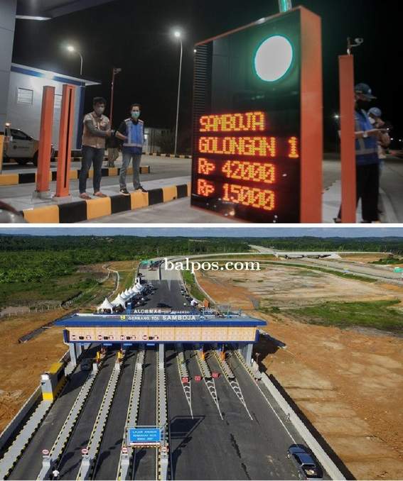 DIRESMIKAN PRESIDEN: Seksi 5 Km 6 Jalan Tol Balikpapan-Samarinda diresmikan oleh Presiden RI Joko Widodo, Selasa (24/8/2021) sore lalu. Pintu gerbang masuk di Manggar mempersingkat jarak tempuh wilayah Balikpapan Timur menuju Kota Samarinda