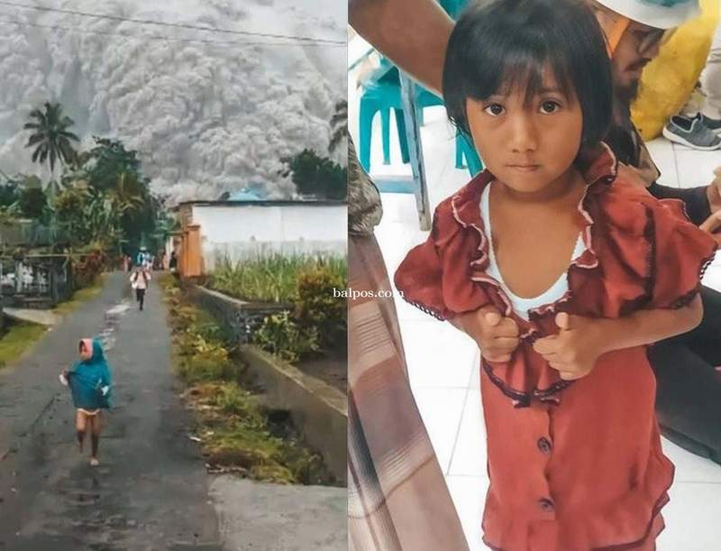 Fida saat berlari kencang menyelamatkan diri dari awan panas