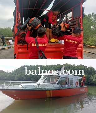 PENCARIAN: Tim pencarian dan pertolongan Kantor Basarnas Balikpapan bersama armadanya bergerak cepat ke lokasi tempat wanita lompat dari kapal laut. IST.