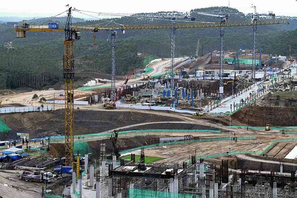 MEGA PROYEK:Suasana pembangunan di Kawasan Inti Pusat Pemerintahan Ibu Kota Negara (IKN) Nusantara, di Sepaku PPU.(FOTO:ISTIMEWA)