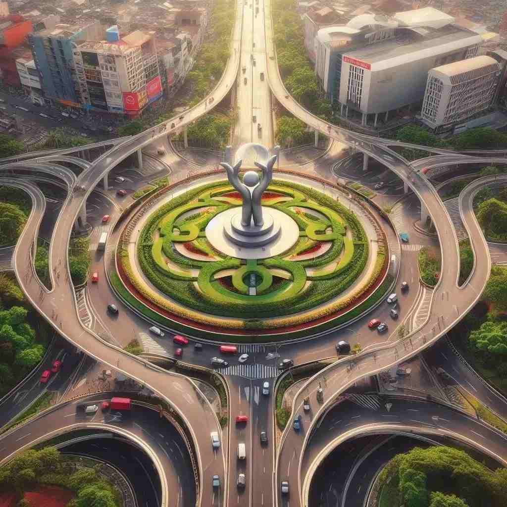 ILUSTRASI: Wilayah simpang Muara Rapak Balikpapan yang terlihat futuristik dengan teknologi AI. (IST)