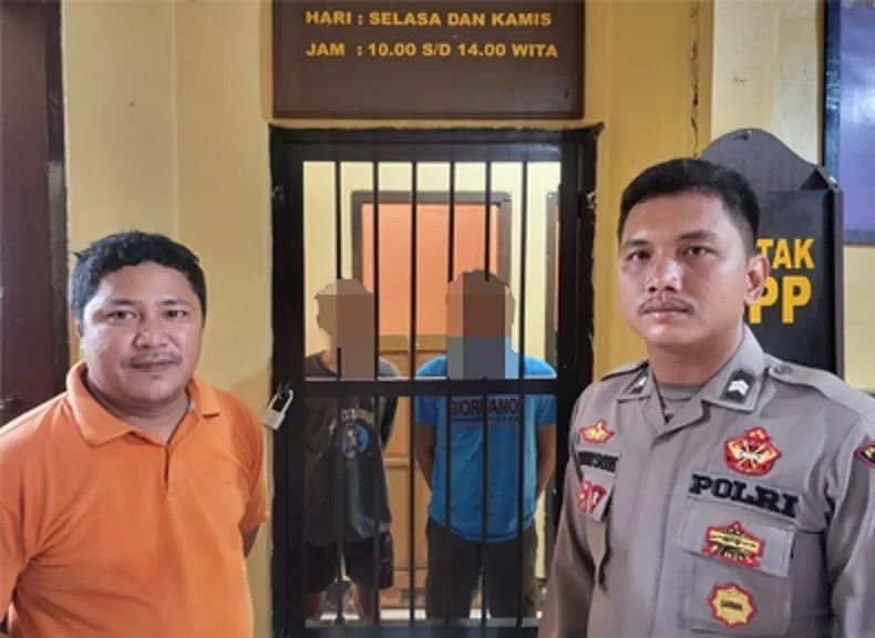 BIKIN MALU :Kedua pemuda AH dan AF diamankan Polsek Kuaro lantaran mencuri ternak milik warga Desa Lolo, Kecamatan Kuaro. Kedua pemuda ini terancam hukuman 5 tahun penjara sesuai Pasal 363 KUHP (IST)