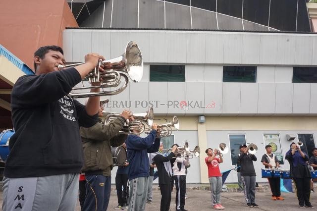 PERSIAPAN PORPROV: Kegiatan seleksi atlet drumband yang dilaksanakan sebelum penerapan PPKM darurat.