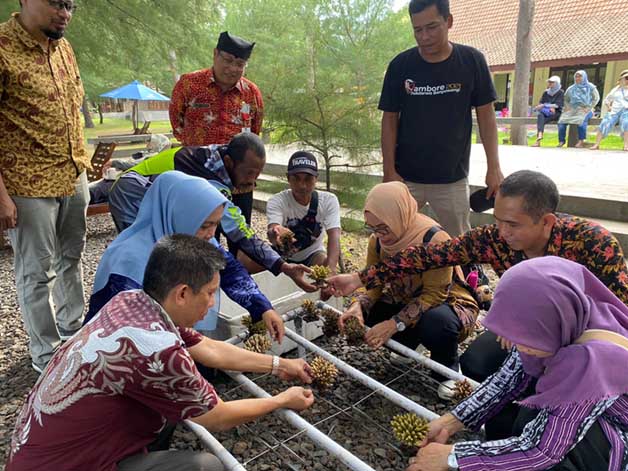 STUDI TIRU: Bupati Berau Sri Juniarsih bersama Kepala Dinas Perikanan Berau Dahnir Ratnawati, didampingi Kadis Perikanan Banyuwangi, Alief R Kartiono, dalam kunjungan studi tiru di Banyuwangi, kemarin.
