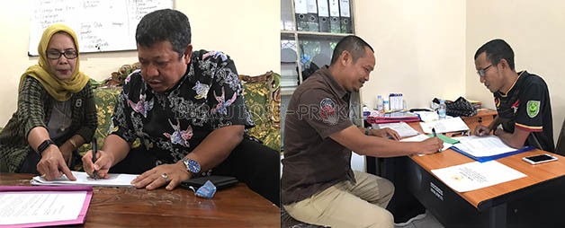 AMBIL LANGSUNG: Najemuddin mengambil langsung formulir pendaftaran sebagai Calon Ketua Umum KONI Berau, sementara calon lainnya Taupan Madjid diwakilkan Siddiq, merupakan pengurus cabor arung jeram.