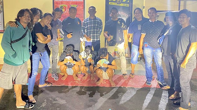 DIBEKUK: Tiga pelaku pembobolan sekolah saat berhasil diamankan tim gabungan Polsek Tanjung Redeb dan Polres Berau.