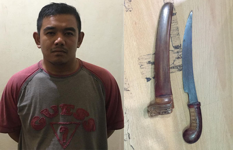 DIAMANKAN: Pelaku dan barang bukti diamankan Mapolsek Binuang.