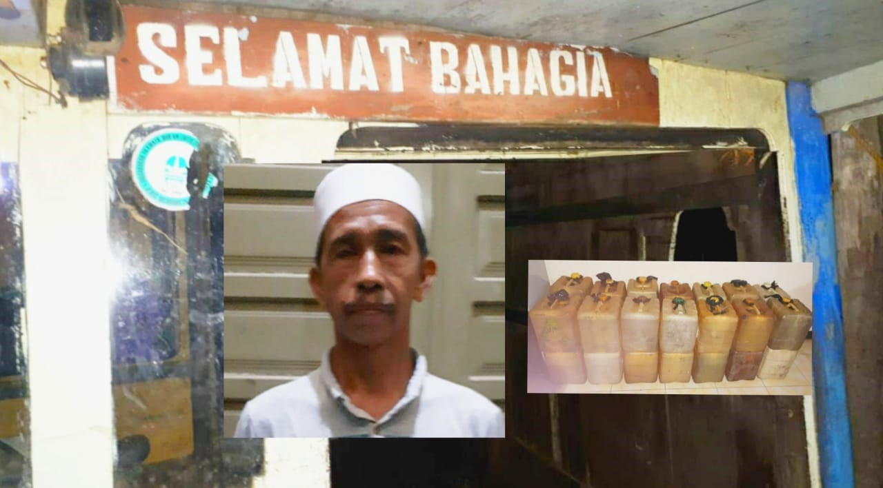 TAK ADA IZIN: KM Selamat Bahagia disita sebagai barang bukti pengangkut BBM ilegal. Sedangkan H Mursidi (62) diamankan di Polsek Danau Panggang untuk mempertanggungjawabkan perbuatannya secara hukum. | Foto: Polres HSU untuk Radar Banjarmasin