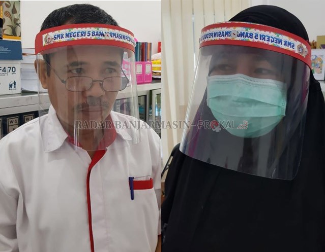 KEREN BANGET: Inilah visor (kaca pelindung wajah) hasil produksi SMKN 5 Banjarmasin. Sebanyak 400 unit sudah diserahkan kepada RS Ulin. | Foto: Endang/Radar Banjarmasin
