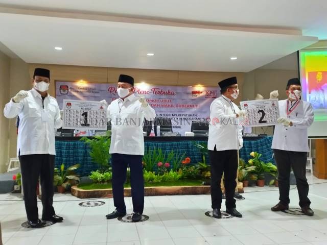 ATUR DANA KAMPANYE: Kandidat yang akan berlaga di Pilgub Kalsel 2020 saat pembagian nomor urut. KPU Mempersyaratkan dana kampanye tak boleh lebih dari Rp61,8 miliar. | FOTO: DOK/RADAR BANJARMASIN