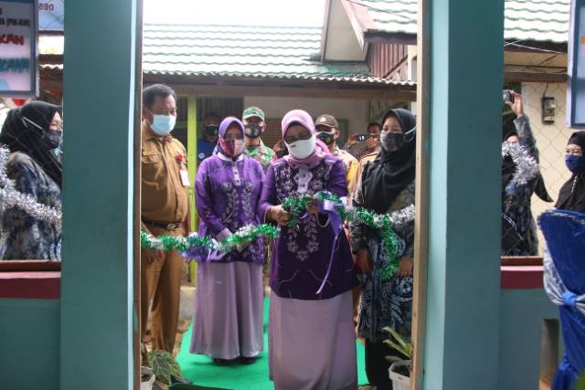 DIRESMIKAN: Ketua Koalisi Kependudukan Tala Nurul Hikmah Sukamta meresmikan Rumah Dataku di Desa Kandangan Baru Kecamatan Panyipatan.
