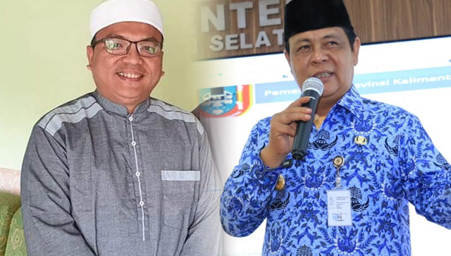 Denny Indrayana (kiri) dan Sahbirin Noor (kanan), dua nama yang akan bertarung di Pilkada Kalsel 2020.