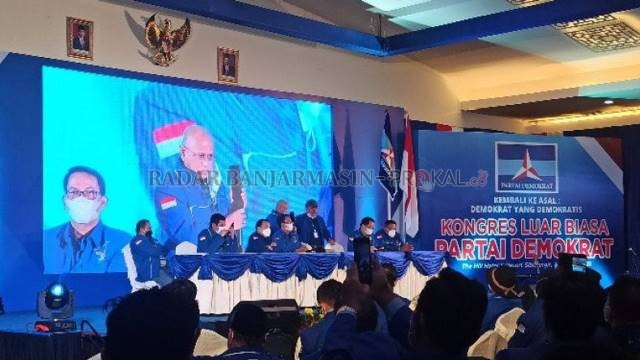 DUALISME: Pembukaan Kongres Luar Biasa (KLB) Partai Demokrat di The Hill Hotel and Resort Deli Serdang, Sumut. Moeldoko menjadi Ketua Umum Demokrat versi KLB. | Foto: istimewa
