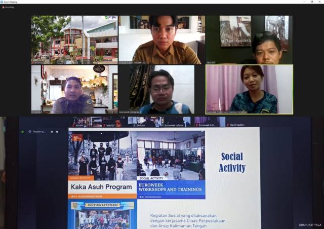 KERJA SAMA:  Dispusip Tala gandeng Euroweek Indonesia Non Governmental Organization (NGO) di Palangka Raya yang berpusat di Polandia secara virtual.