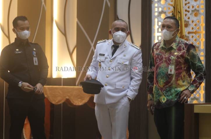 SELAMAT DATANG: Akhmad Fydayeen mengunjungi Balai Kota Banjarmasin seusai dilantik di Mahligai Pancasila. | FOTO: WAHYU RAMADHAN/RADAR BANJARMASIN