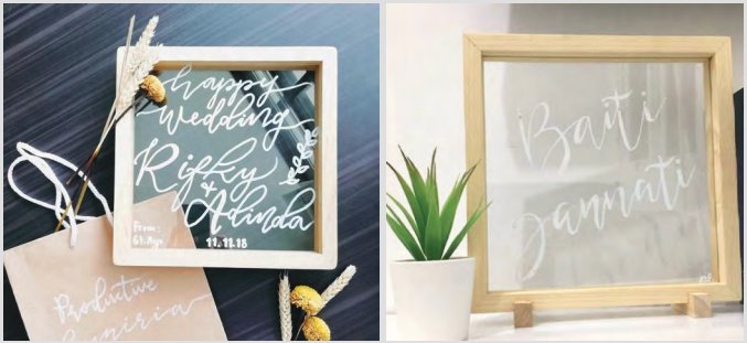 KREATIF: Productive Luniria memproduksi berbagai macam hand lettering cantik. Seperti pajangan dinding, hiasan meja, dan banyak lagi. | FOTO-FOTO OLEH LULUK NINDYA RA FOR RADAR BANJARMASIN