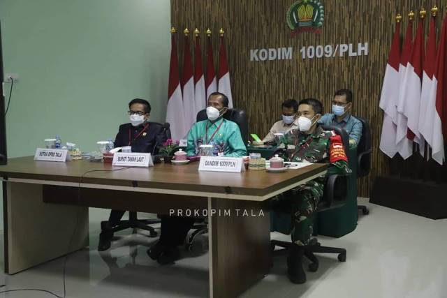 RAKORNIS: Bupati Tanah Laut H M Sukamta saat menghadiri menghadiri Rapat Koordinasi Teknis (Rakornis) TMMD 111 di Markas Kodim 1009 Pelaihari.