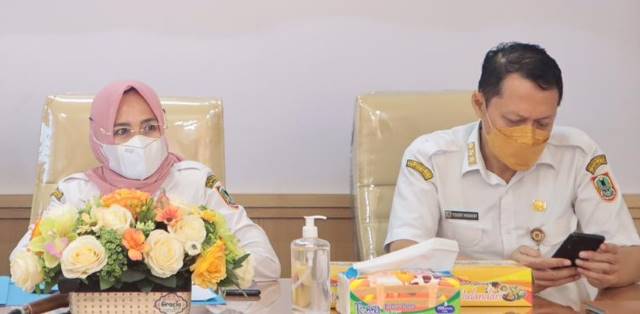 PIMPIN RAPAT: Kepala Dinas Perumahan Rakyat dan Permukiman Kalsel, Murayidah Aminy membeberkan tentang inovasi data yang lebih terintegrasi.