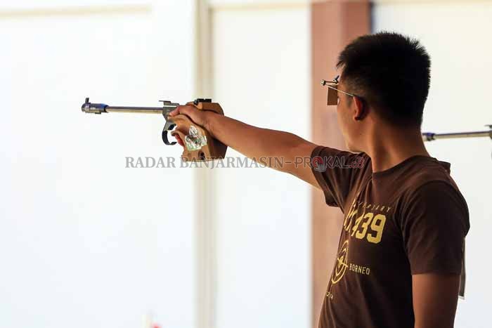 EMAS MELESET: Kegagalan para penembak Kalsel di ajang PON XX Papua 2021 akan menjadi bahan evaluasi utama Perbakin Kalsel dalam pembinaan atlet.