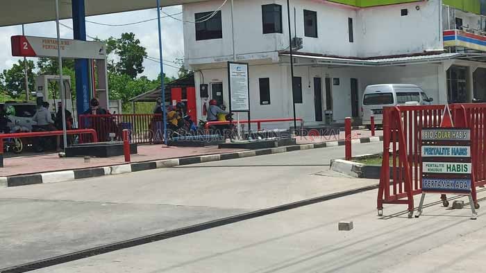 SERING KEHABISAN: BBM jenis Pertalite di SPBU Banjarbaru sering kehabisan meskipun pengiriman masih normal.