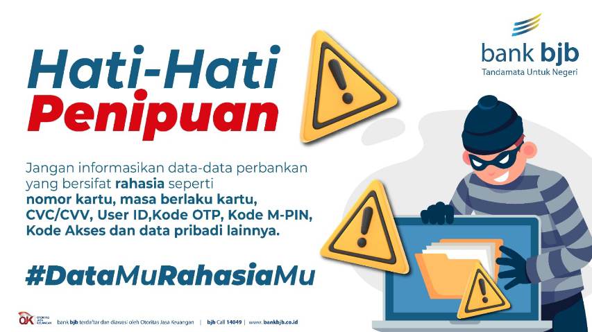 ANTISIPASI: Pemimpin Divisi Corporate Secretary bank bjb, Widi Hartoto, mengimbau masyarakat agar tidak memberikan data rahasia seperti PIN ATM, kode OTP, tanggal kedaluwarsa kartu dan sebagainya kepada siapapun. Agar terhindar dari phising dan skimming.