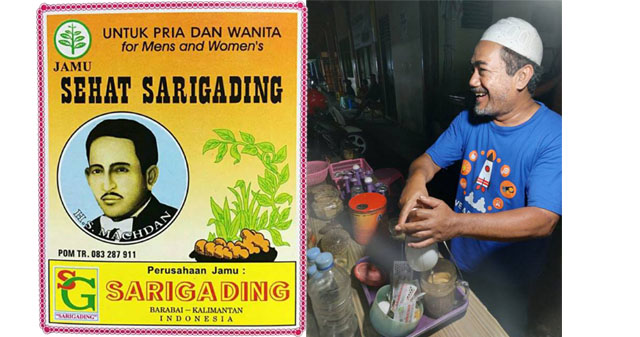 LEGENDA: Mukhsin Syarif penjual jamu Sarigading sejak 20 tahun lalu. | FOTO: JAMALUDIN/RADAR BANJARMASIN